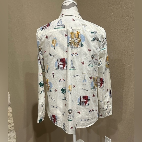 Talbots Classic Cotton Shirt Size MP Novelty Scenic France Button Down - Picture 4 of 8